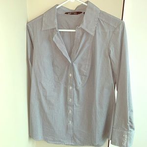 Classic blue and white striped blouse